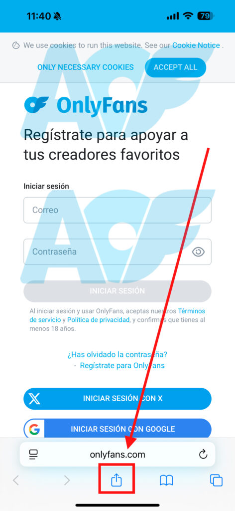 En la web de OnlyFans localiza y usa el botón de compartir en la parte inferior